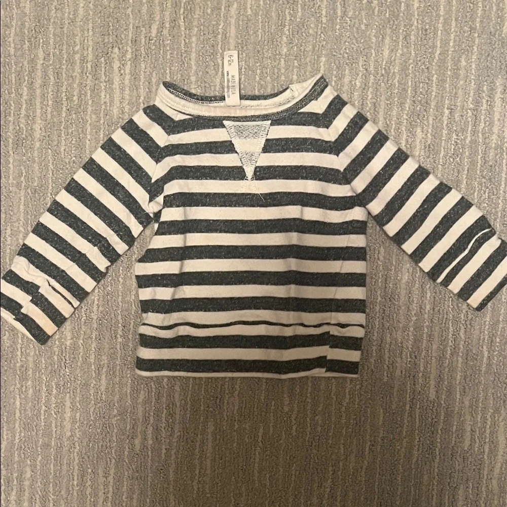 Childhoods Clothing Baby Pullover Sweatshirt | Striped grey and white | 6-12M